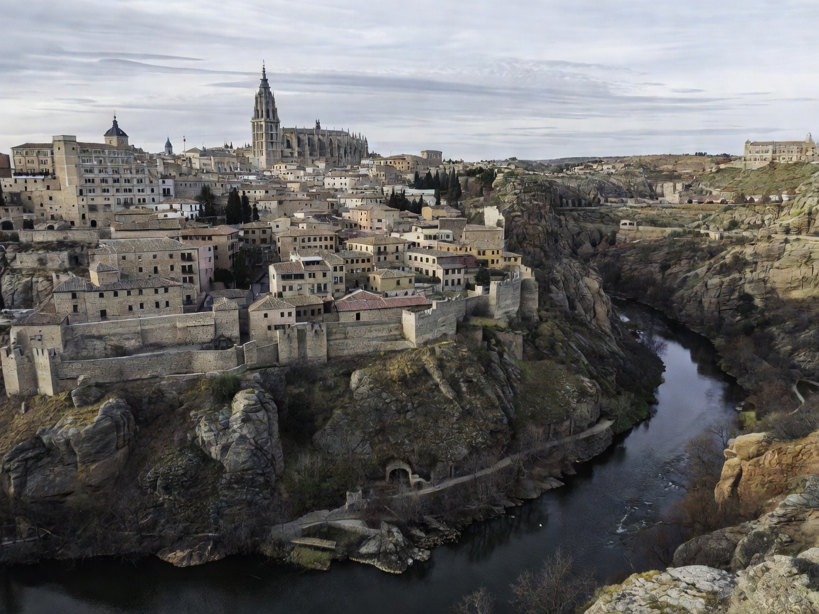 Toledo historic city architecture above the Tagus river canyon